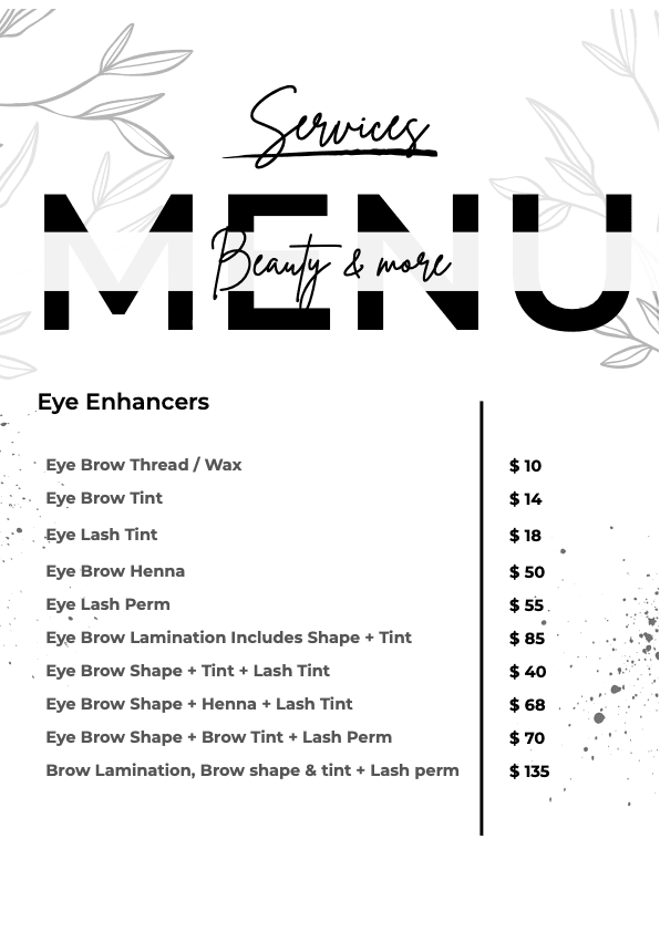 Eye Enhancers Menu