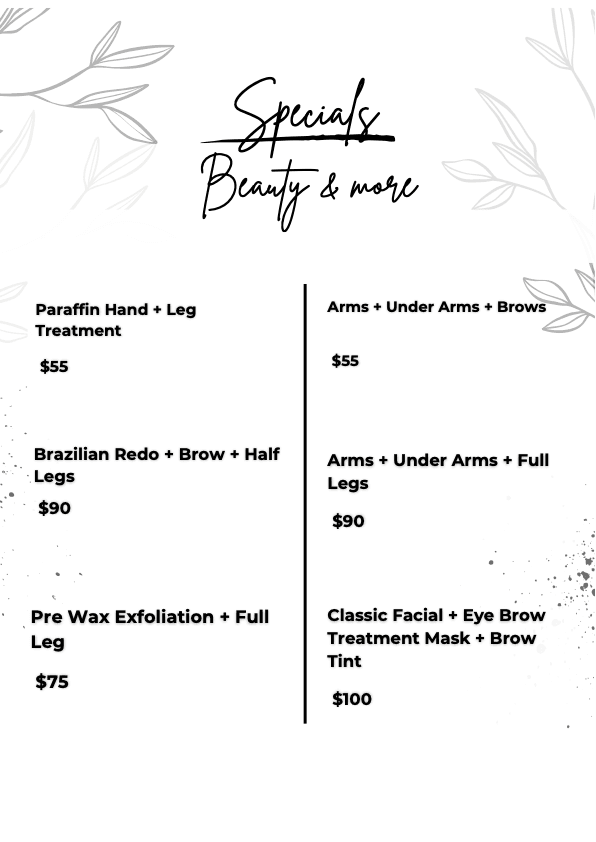 Specials Menu